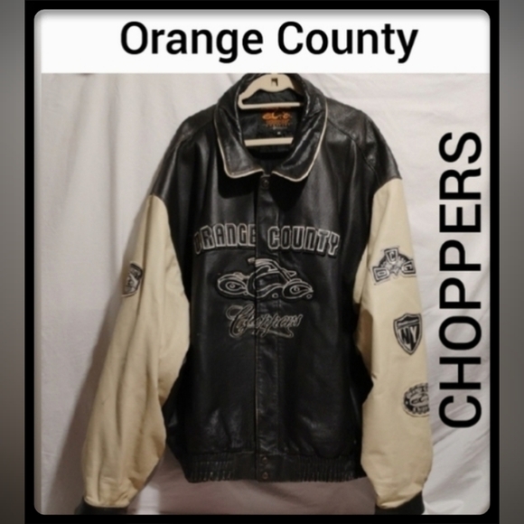 SALE! RARE! Orange County Choppers VtgLeather Varsity Bomber Jacket (BX49)